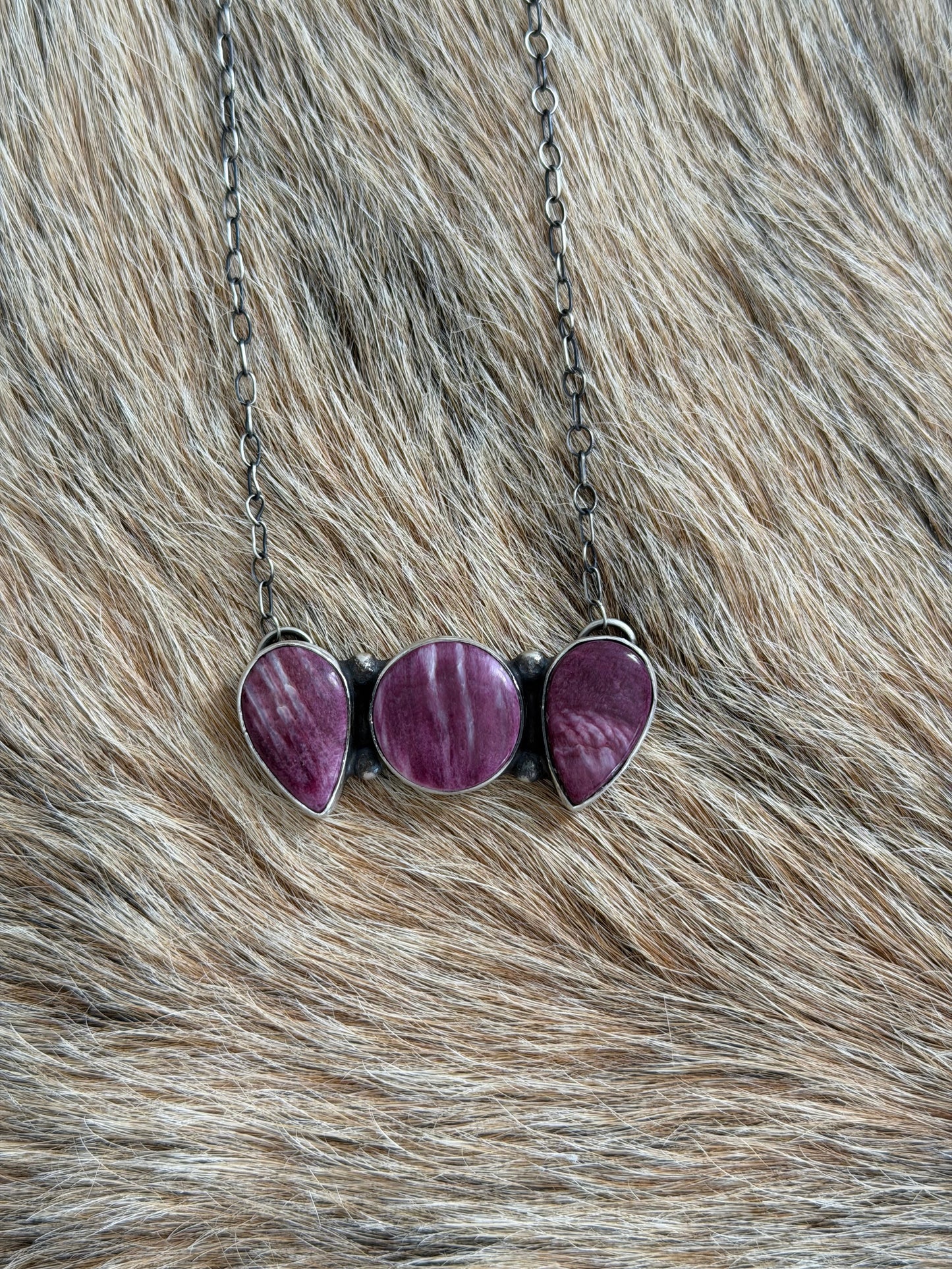 Purple Spiny Cluster Bar Necklace