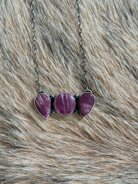 Purple Spiny Cluster Bar Necklace