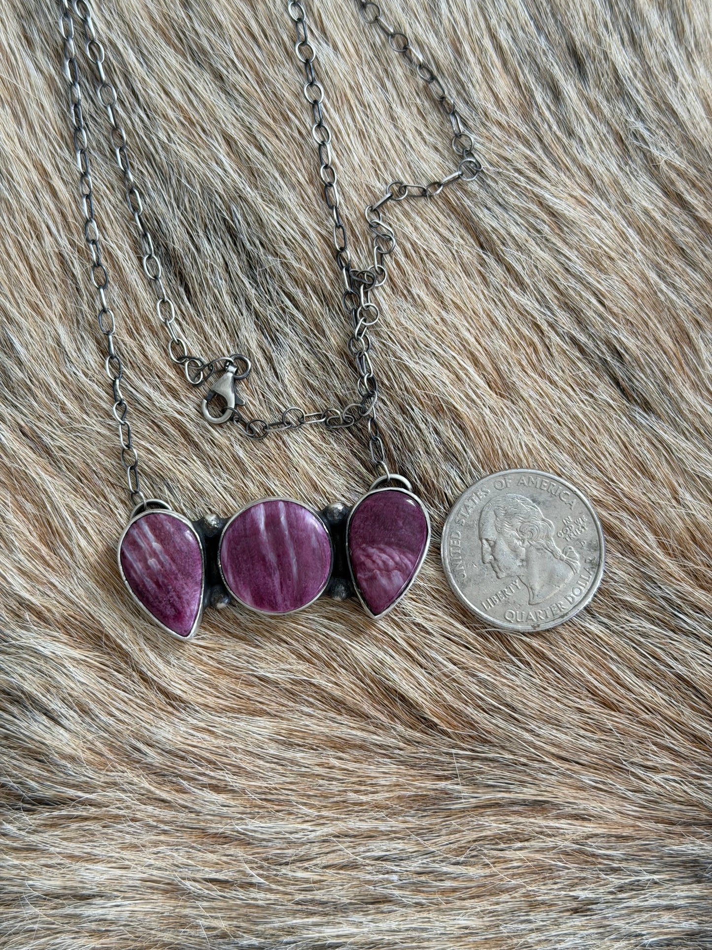 Purple Spiny Cluster Bar Necklace