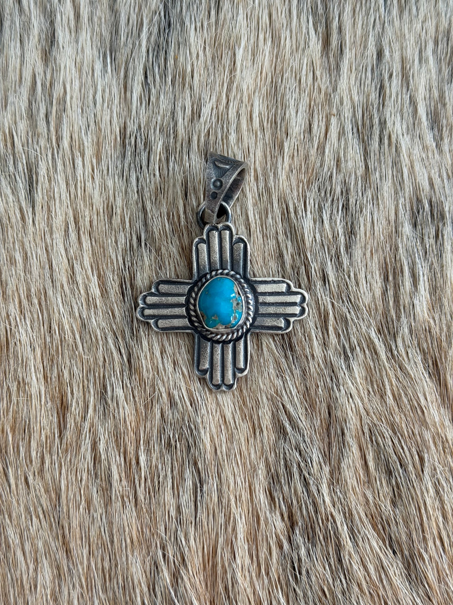 Kingman Turquoise Zia Pendant
