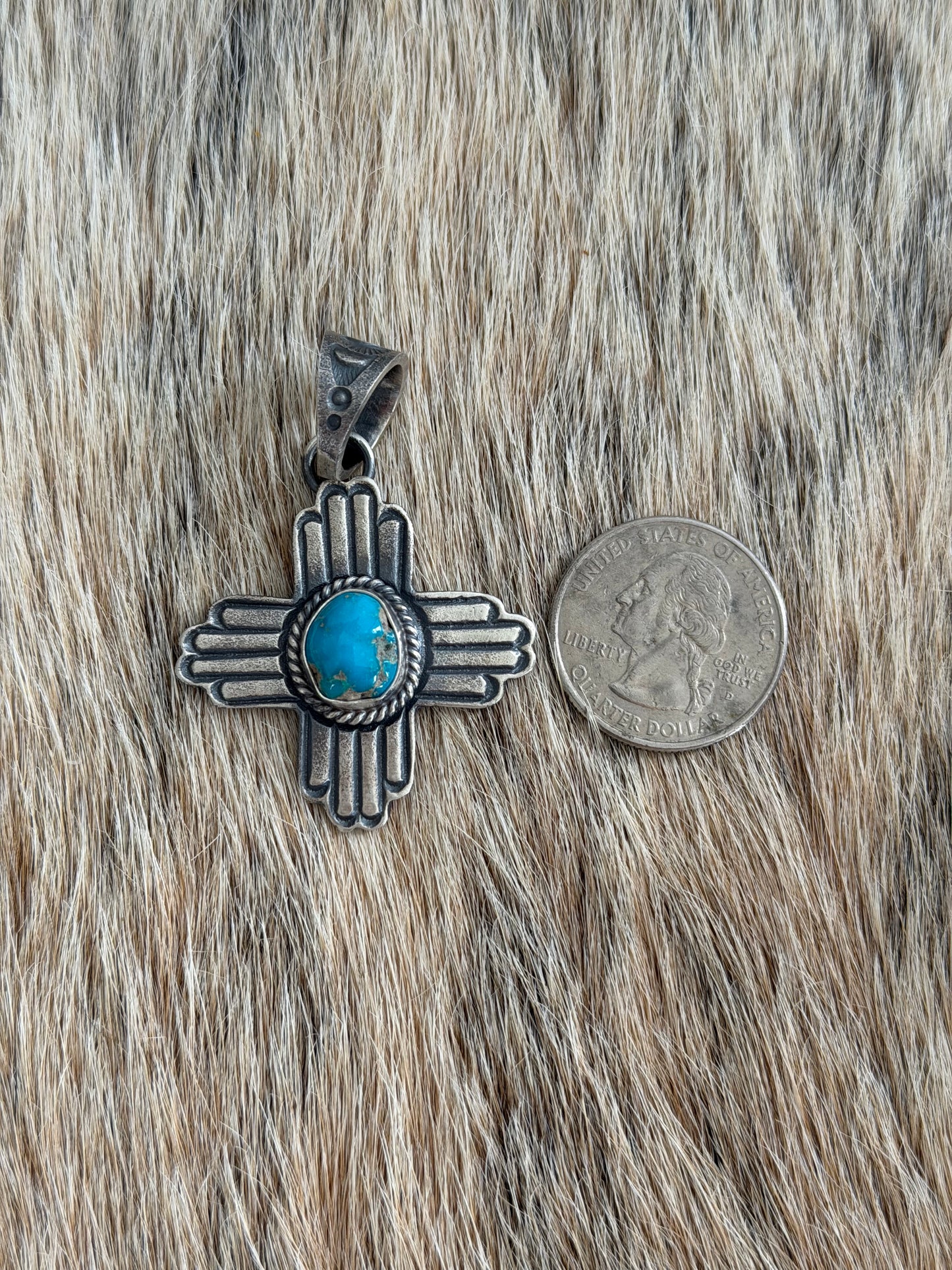Kingman Turquoise Zia Pendant