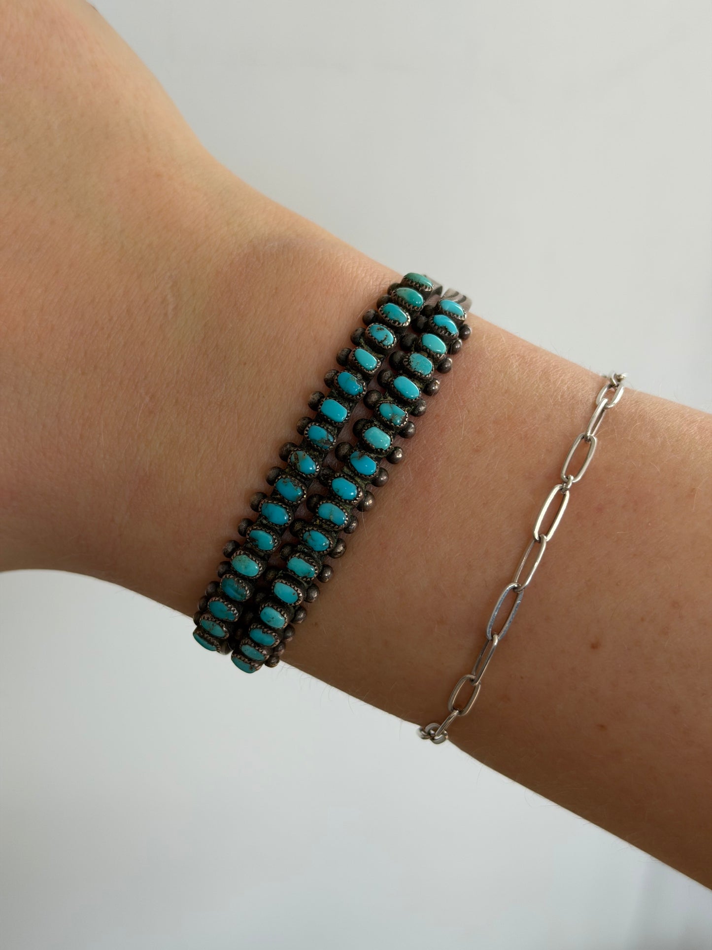 VINTAGE Needlepoint Turquoise Cuff