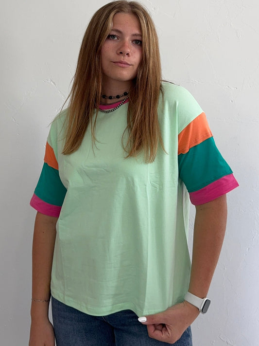 Green Multicolor Short Sleeve Tee