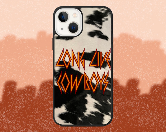 Long Live Cowboys Black and White Cowhide Design iPhone Case