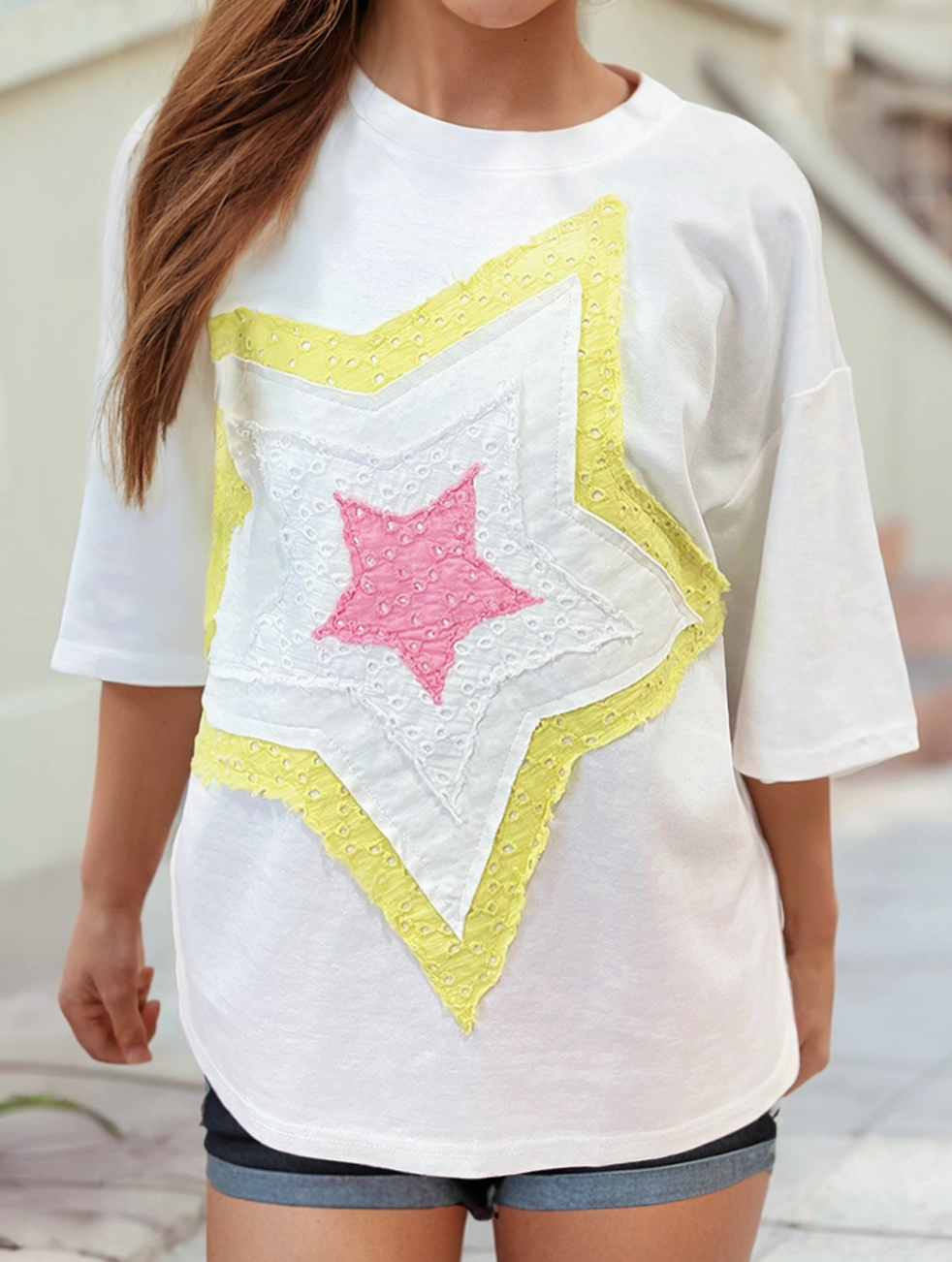 White Star Patchwork Tee