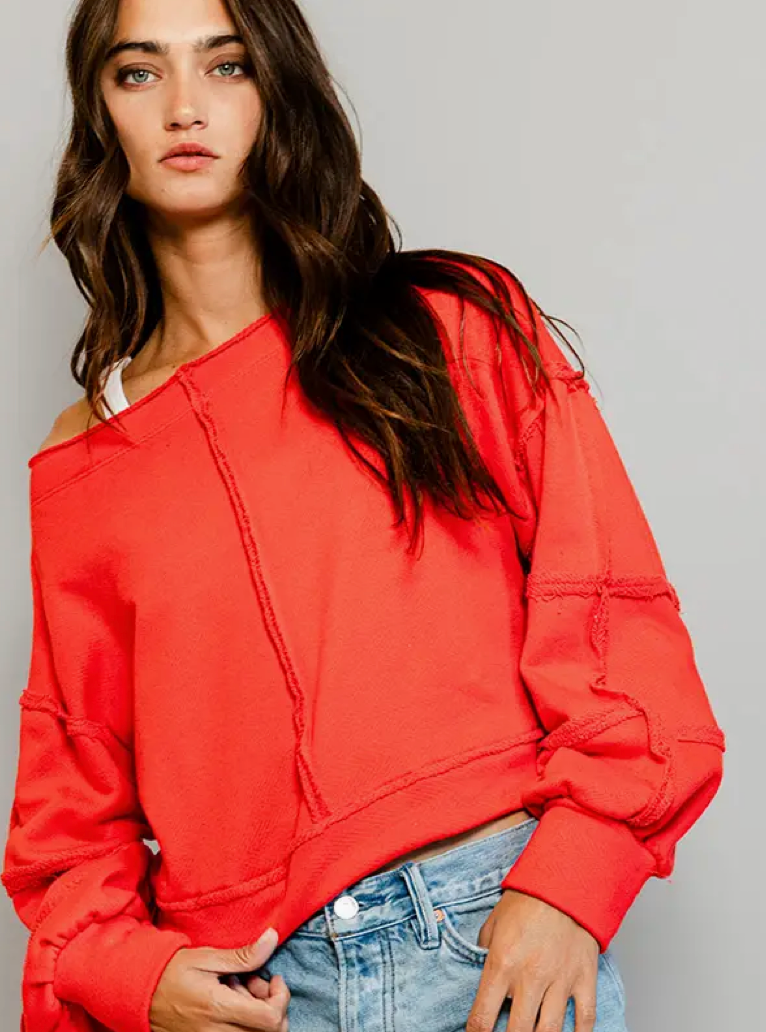 Red Cropped Sweatshirt