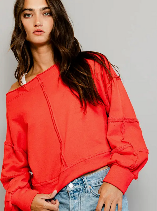 Red Cropped Sweatshirt